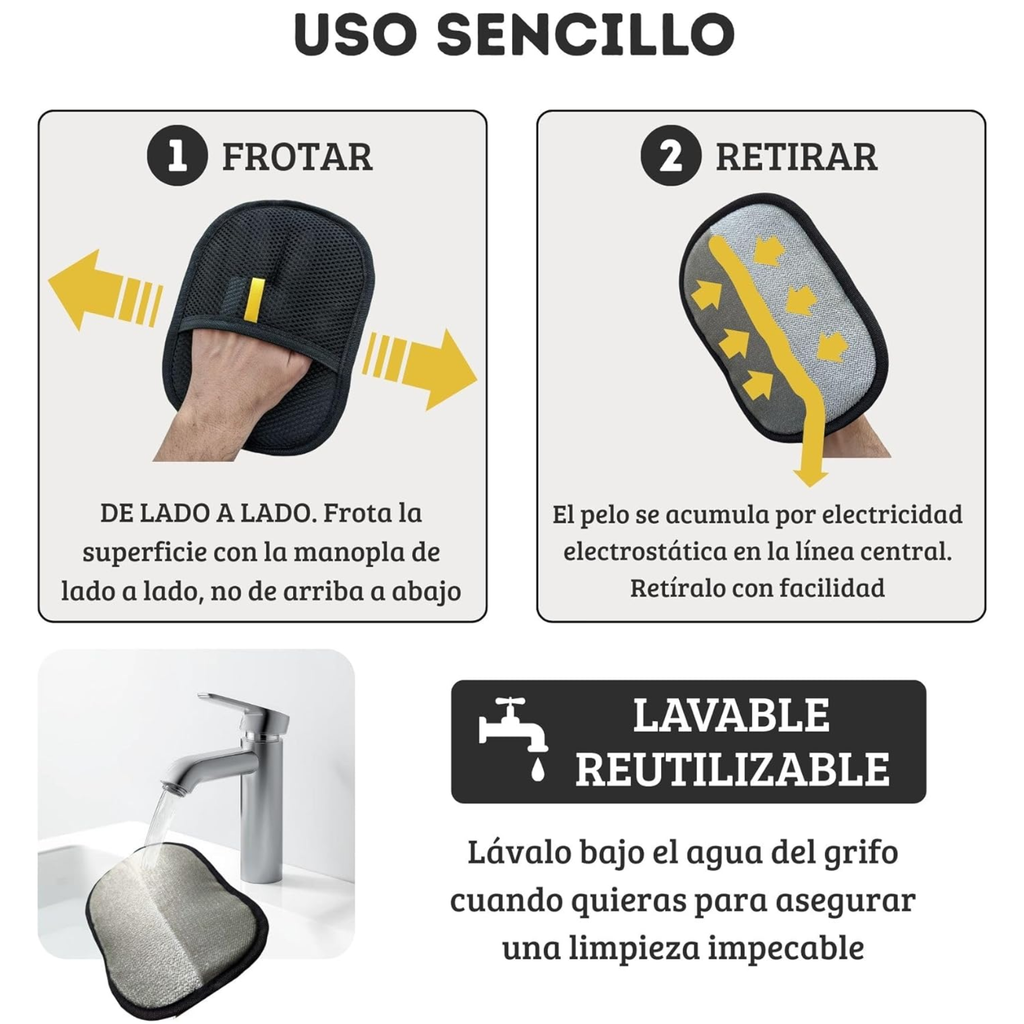Guantes Electrostáticos Quita Pelos de Mascotas